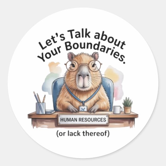 Capybara HR Sticker - Funny Workplace Boundaries D (Voorkant)