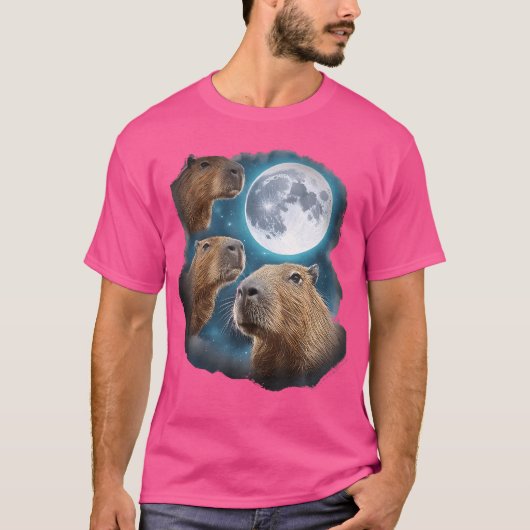 Capybara huilt naar de maan t-shirt (Voorkant)