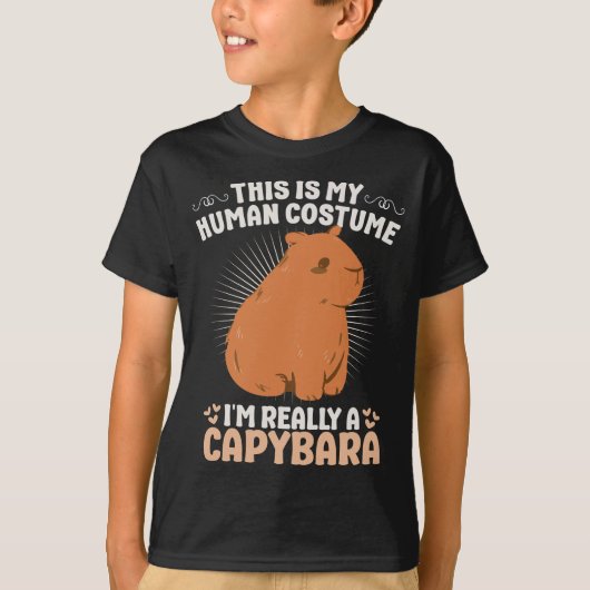 Capybara Human Costume Funny Halloween T-shirt (Voorkant)
