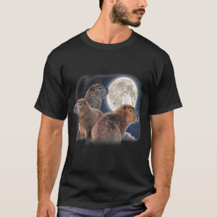 Capybara Humor Parody Three Capybaras en Moon T-shirt