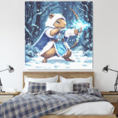 Capybara Ice Archer - Fantasy Pixel Art Canvas Afdruk (Insitu (Slaapkamer))