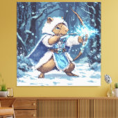 Capybara Ice Archer - Fantasy Pixel Art Canvas Afdruk (Insitu (Woonkamer))
