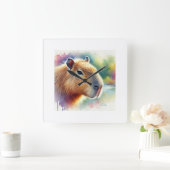 Capybara in a Tranquil Meadow 260924AREF150 - Wate Vierkante Klok (Huis)