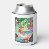 Capybara in Bath Tub with Oranges Blikjeskoeler (Blikje Voorkant)