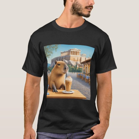 Capybara in de buurt van de Akropolis T-shirt (Voorkant)