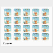 Capybara in de Tropen Vierkante Sticker (Vel)