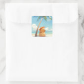 Capybara in de Tropen Vierkante Sticker (Tas)