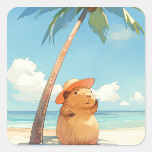 Capybara in de Tropen Vierkante Sticker