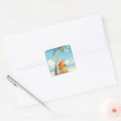 Capybara in de Tropen Vierkante Sticker (Envelop)