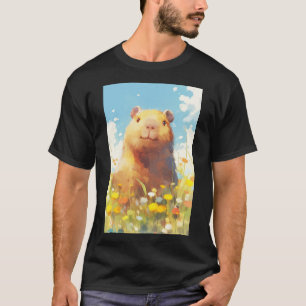 Capybara in de wei t-shirt