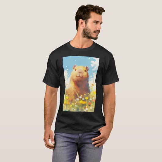 Capybara in de wei t-shirt (Voorkant volledig)