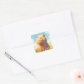 Capybara in de weide vierkante sticker (Envelop)