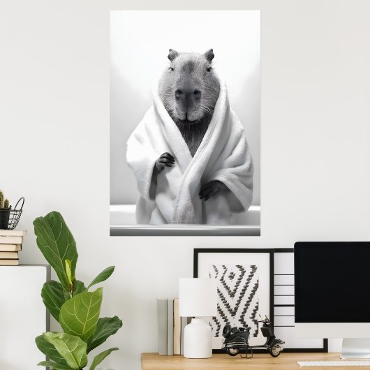 Capybara in een badkuip poster (Thuiskantoor)