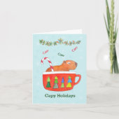 Capybara in een Cup met Cute Capybara Happy Holida Kaart (Voorkant)