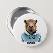 CAPYBARA in een hoodie Ik ben cool Ronde Button 7,6 Cm (Voorkant /achterkant)