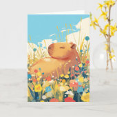 Capybara in een veld van dromen kaart (Gele Bloem)