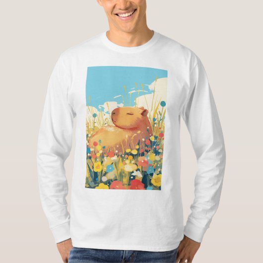 Capybara in een veld van dromen t-shirt (Voorkant)