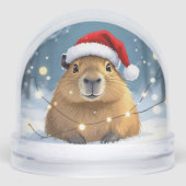 Capybara in het Santa Hat Christmas Snow Wereldbol Sneeuwbol (Voorkant)