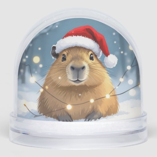 Capybara in het Santa Hat Christmas Snow Wereldbol Sneeuwbol (Voorkant)