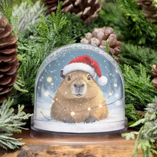 Capybara in het Santa Hat Christmas Snow Wereldbol Sneeuwbol (Winter)