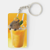 Capybara in Oranje sap Sleutelhanger (achterkant)