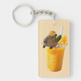 Capybara in Oranje sap Sleutelhanger