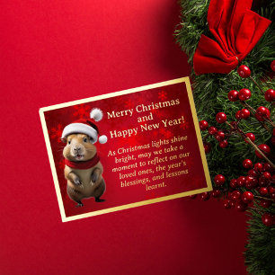 Capybara in Santa Hat Christmas Folie Post Kaart