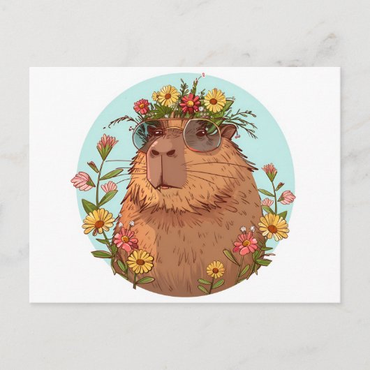 Capybara in zonnebril Zomertijd Briefkaart (Voorkant)