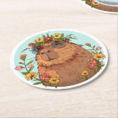 Capybara in zonnebril Zomertijd Ronde Kartonnen Onderzetter (Gebogen)