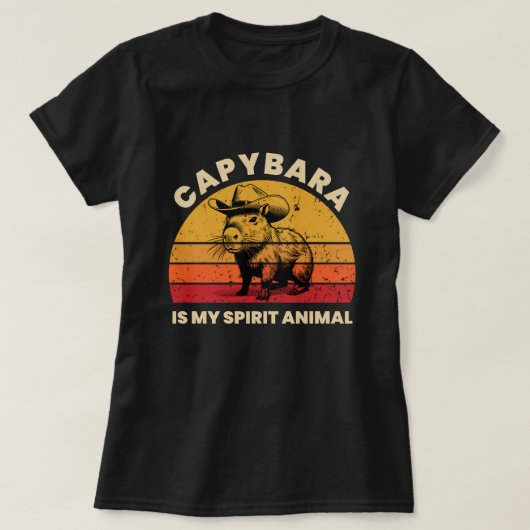 Capybara is mijn geest dier Capybara cowboy T-shirt (Design voorkant)