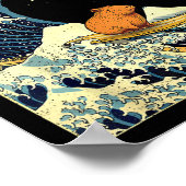 Capybara Japanese Kanagawa Wave Funny Surf Animal  Poster (Hoek)