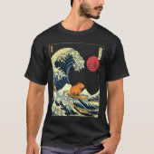 Capybara Japanese Kanagawa Wave Funny Surf Animal  T-shirt (Voorkant)