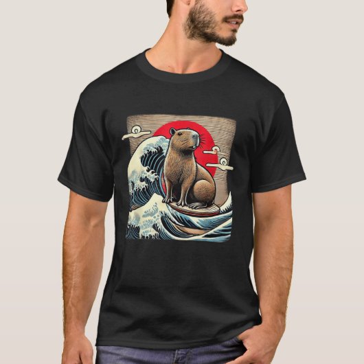 Capybara Japanese Kanagawa Wave Graphic T-shirt Ra (Voorkant)