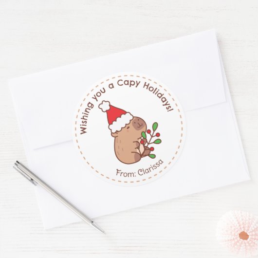 Capybara Kerst stickers Grappig Schattige (Envelop)