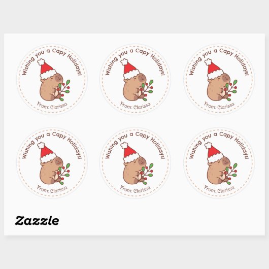 Capybara Kerst stickers Grappig Schattige (Vel)