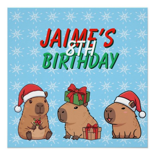 Capybara Kerst Vakantie Verjaardag Perfect Poster (Voorkant)