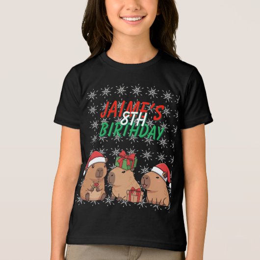 Capybara kerst vakantie verjaardag Tri-Blend shirt (Voorkant)