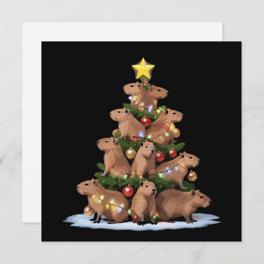 Capybara Kerstboom Cadeau Grappige Kerstmis Capy Feestdagenkaart (Voorkant / Achterkant)