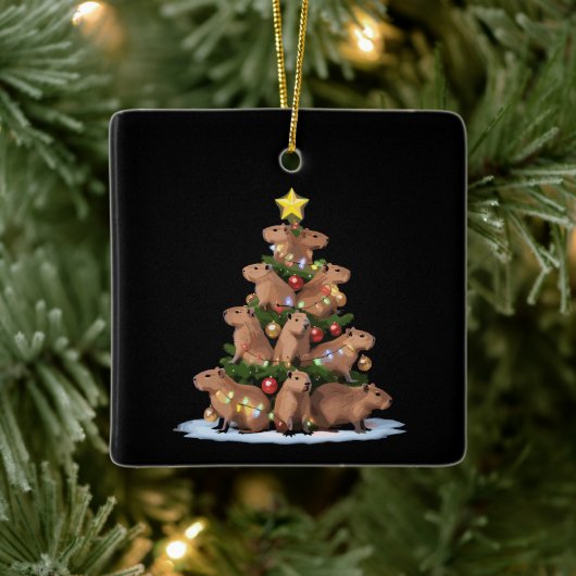 Capybara Kerstboom Gift Grappig Kerstkapsel Keramisch Ornament (Boom)