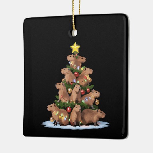 Capybara Kerstboom Gift Grappig Kerstkapsel Keramisch Ornament (Links)