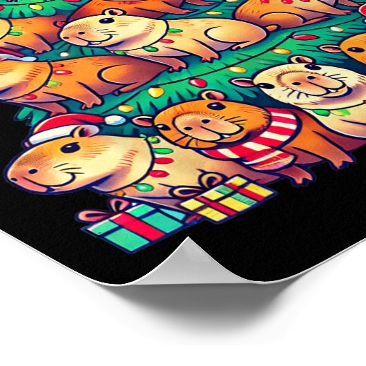 Capybara Kerstboom Grappig Capybara Kerstmis Poster (Hoek)