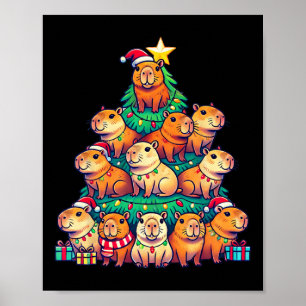 Capybara Kerstboom Grappig Capybara Kerstmis Poster