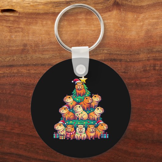 Capybara Kerstboom Grappig Capybara Kerstmis Sleutelhanger (Voorkant)