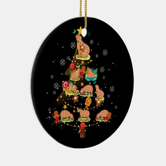Capybara Kerstboom Vrolijk kerstdier dierentuin Keramisch Ornament (Rechts)