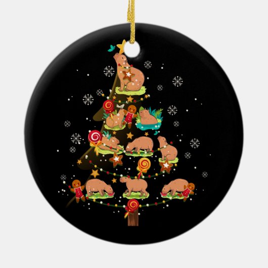 Capybara Kerstboom Vrolijk kerstdier dierentuin Keramisch Ornament (Achterkant)