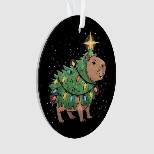 Capybara kerstcadeaus Capy Grappige kerstboom Ornament (voorkant)