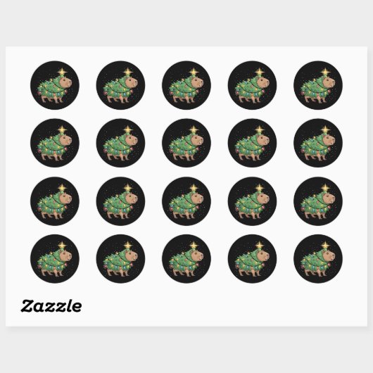 Capybara kerstcadeaus Capy Grappige kerstboom Ronde Sticker (Vel)