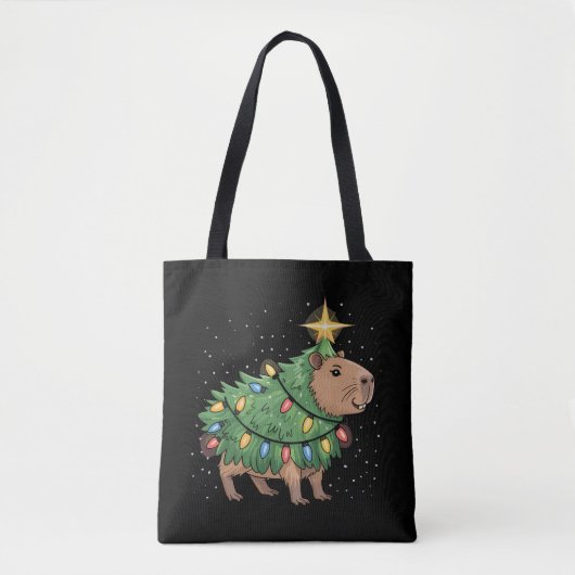 Capybara Kerstcadeaus Capy Grappige Kerstboom Tote Bag (Voorkant)