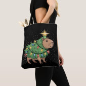 Capybara Kerstcadeaus Capy Grappige Kerstboom Tote Bag (Dichtbij)