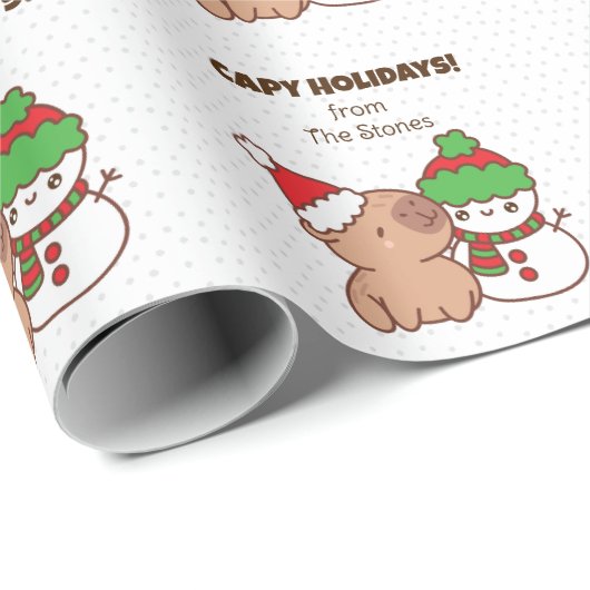 Capybara kerstinpakpapier - Schattige Grappig Cadeaupapier (Rol Hoek)